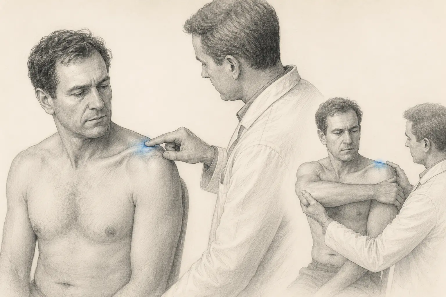 Palpation de l’articulation AC et cross-arm test