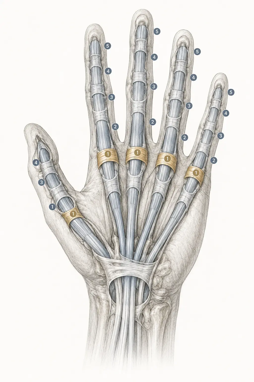 Gaines digitales et poulies des tendons fléchisseurs