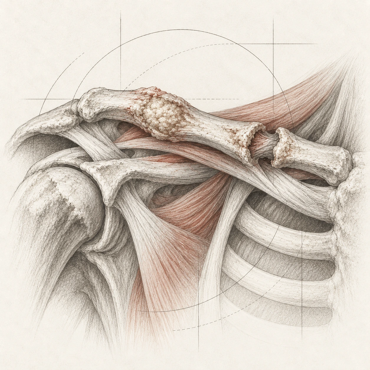 Pseudarthrose et cal vicieux de clavicule — miniature graphite terracotta