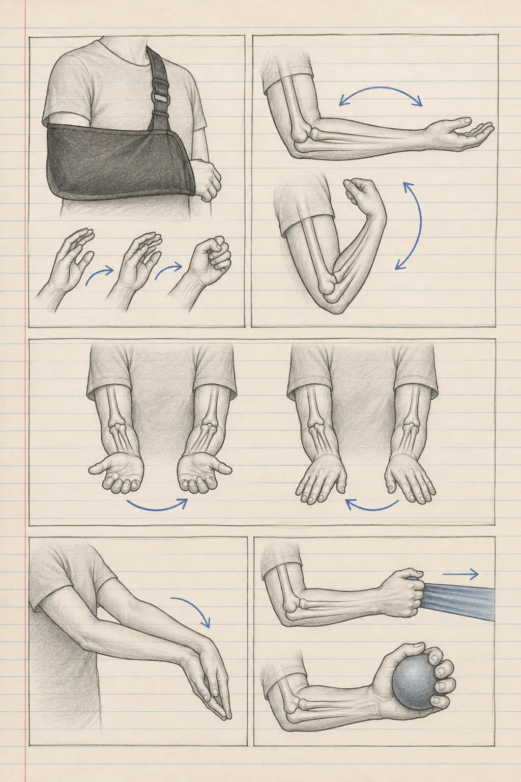 Exercices postopératoires illustrés pour Épicondylite opérée