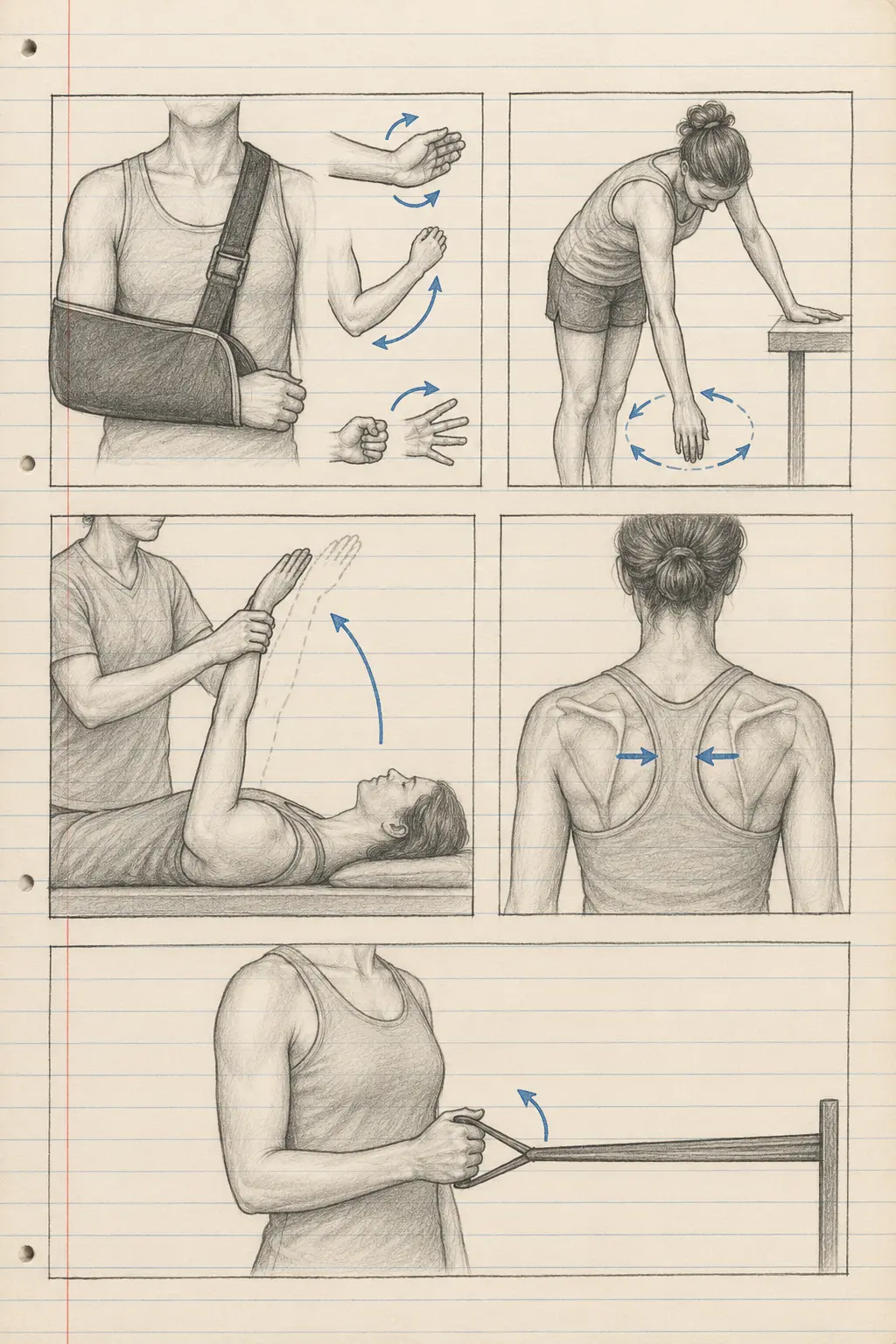 Exercices postopératoires illustrés pour Fracture de clavicule opérée